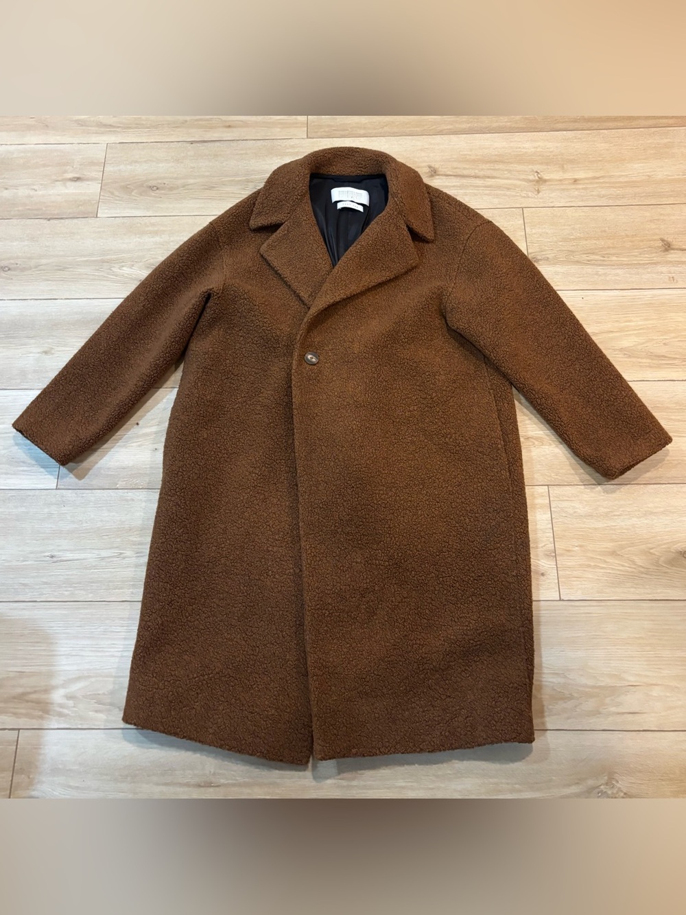Harris Wharf London Wool Blend Faux Fur Coat Brown Car Coat Size 40 IT 4 US